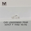 3.01CT F VVS2 VG VG CVD Pæreform Lab Grown Diamond 