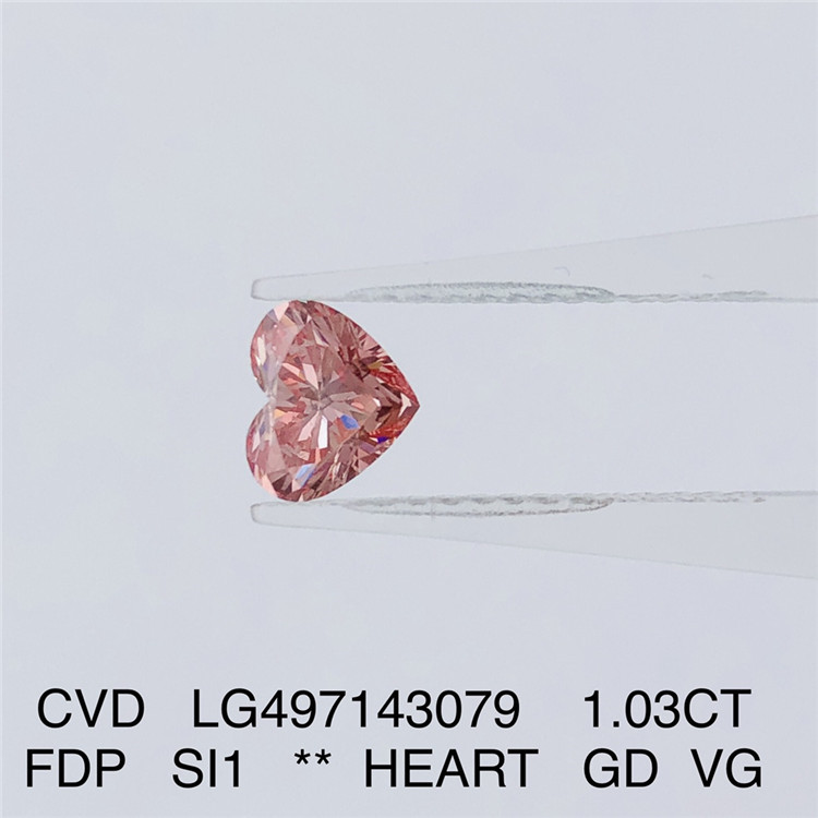 1.03CT FANCY DEEP PINK SI1 HEART GD VG laboratoriediamant CVD LG497143079