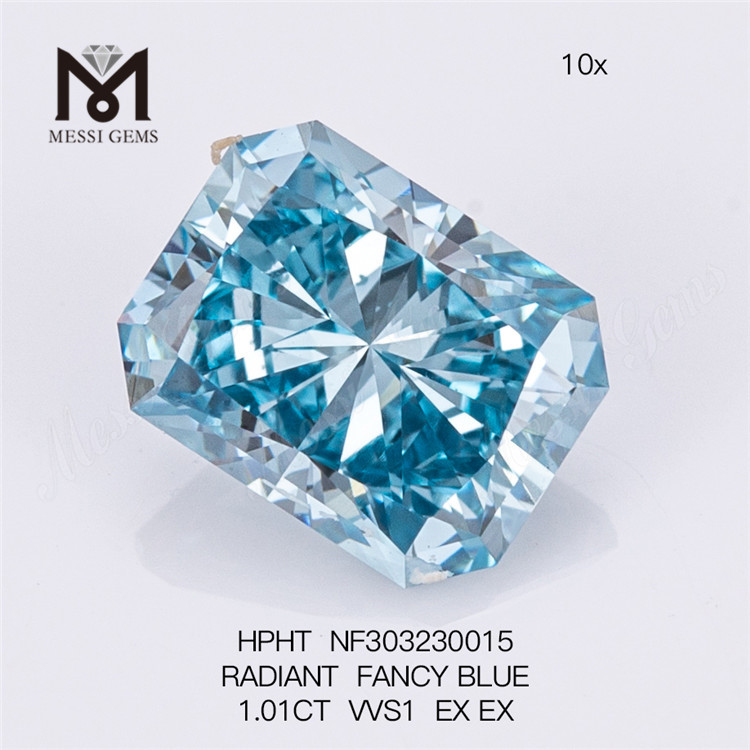 1.01CT VVS1 RADIANT FANCY BLUE laboratoriedyrket diamant HPHT NF303230015