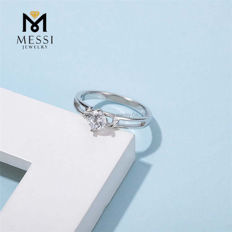 Engros mode stil sølv ring Moissanite sten smykker
