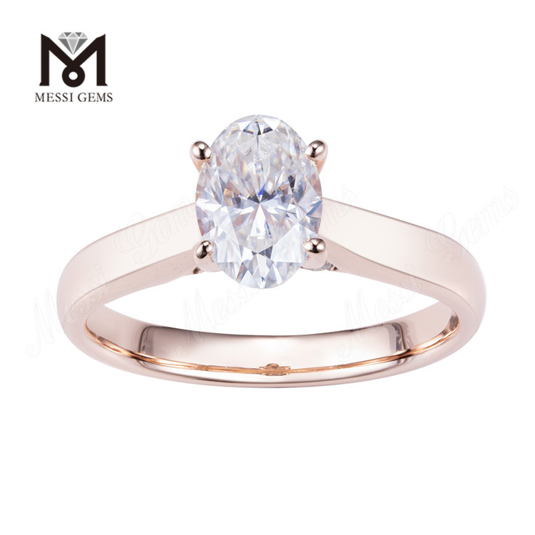 Simpel stil K Gold OVAL Lab Diamond 14 k Rose Gold Solitaire Ring