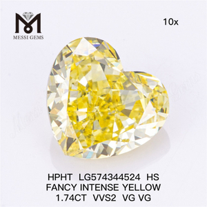 1.74CT VVS2 VG VG HS FANCY INTENSE GUL Fancy Yellow Diamond HPHT LG574344524