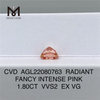 1.80CT VVS2 EX VG Radiant Engros Lab Diamonds Pink FANCY INTENSE PINK Diamond CVD AGL22080763 