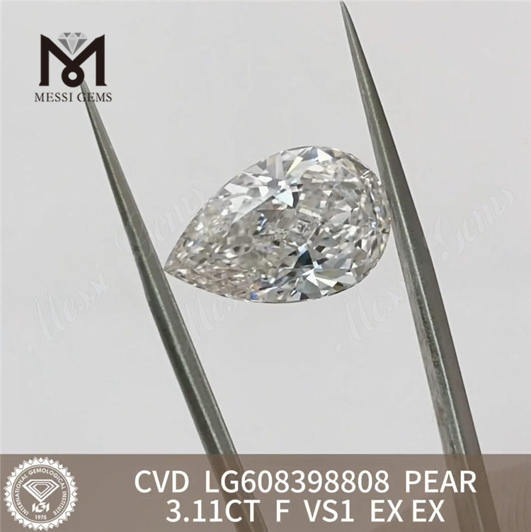 3.11CT F VS1 PEAR Cvd Loose Diamond Bæredygtig elegance for designere丨Messigems CVD LG608398808