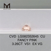 3.26CT VS1 CU FANCY PINK EX VG Pink CVD Diamond LG582352645 