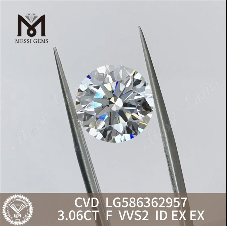 3.06CT F VVS2 ID EX EX 3ct løse CVD diamanter direkte fra fabrikken LG586362957丨Messigems 