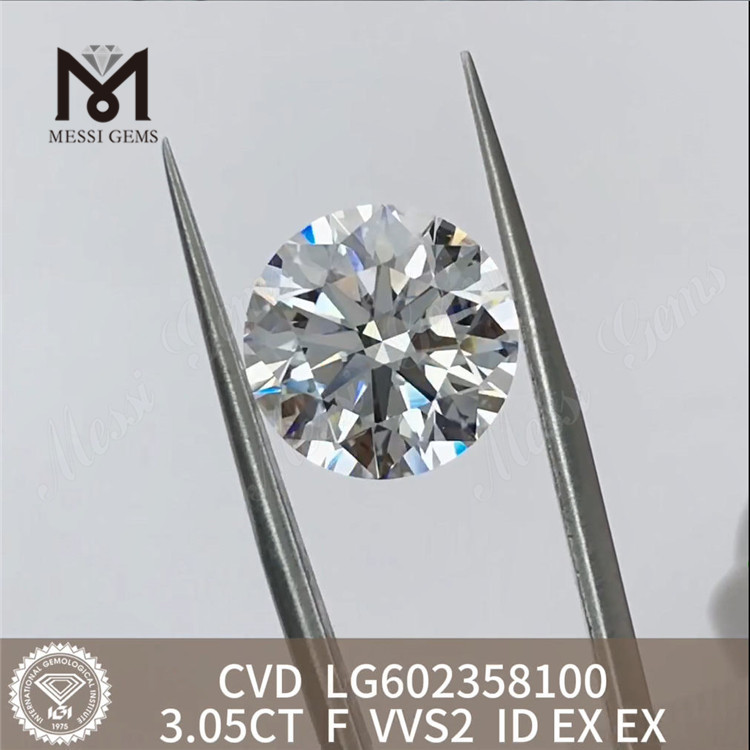 3.05CT F VVS2 ID cut Engros CVD diamanter uden høje priser LG602358100丨Messigems 