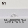 8.37CT D VS1 PEAR 8ct laboratoriedyrket cvd diamant Etisk og overkommelig LG602357759丨Messigems
