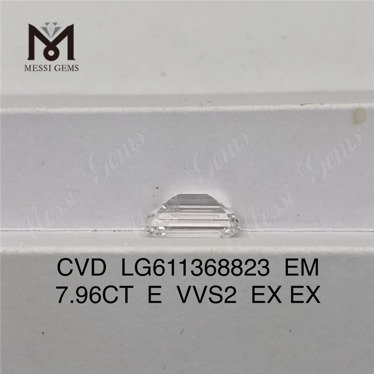 7.96CT E VVS2 smaragdskåret diamantlaboratoriet CVD LG611368823丨Messigems \t