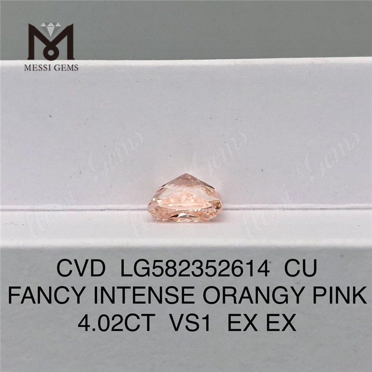 4.02CT VS1 EX CU FANCY INTENSE ORANGY Pink CVD diamanter til salg LG582352614