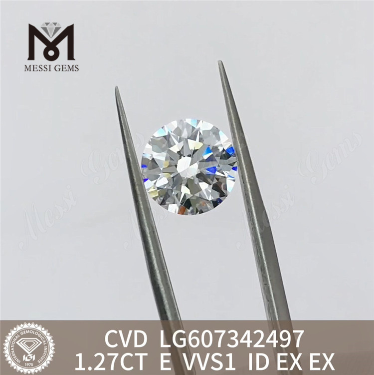 1.27CT E VVS1 1 karat syntetisk diamant CVD-diamanter til fantastiske smykkekreationer丨Messigems LG607342497