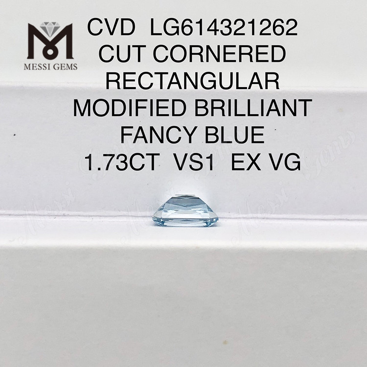 1.73CT laboratoriedyrkede simulerede diamanter VS1 RECTANGULAR BLUE CVD LG614321262丨Messigems