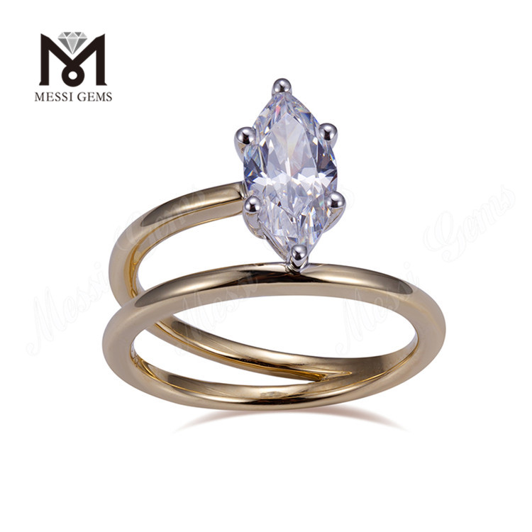 brugerdefinerede smykker forlovelsesring 14K guld stor karat marquise cut diamantring