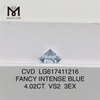 4.02CT rund VS2 FANCY INTENSE BLUE Syntetiske diamanter online丨Messigems CVD LG617411216 