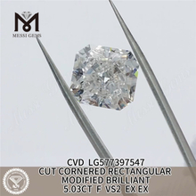 5,03ct rektangulær F VS2 Ex Ex CVD Simuleret Diamond LG577397547
