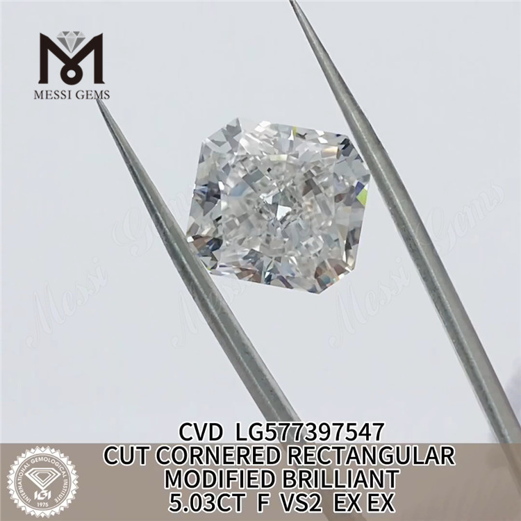 5,03ct rektangulær F VS2 Ex Ex CVD Simuleret Diamond LG577397547
